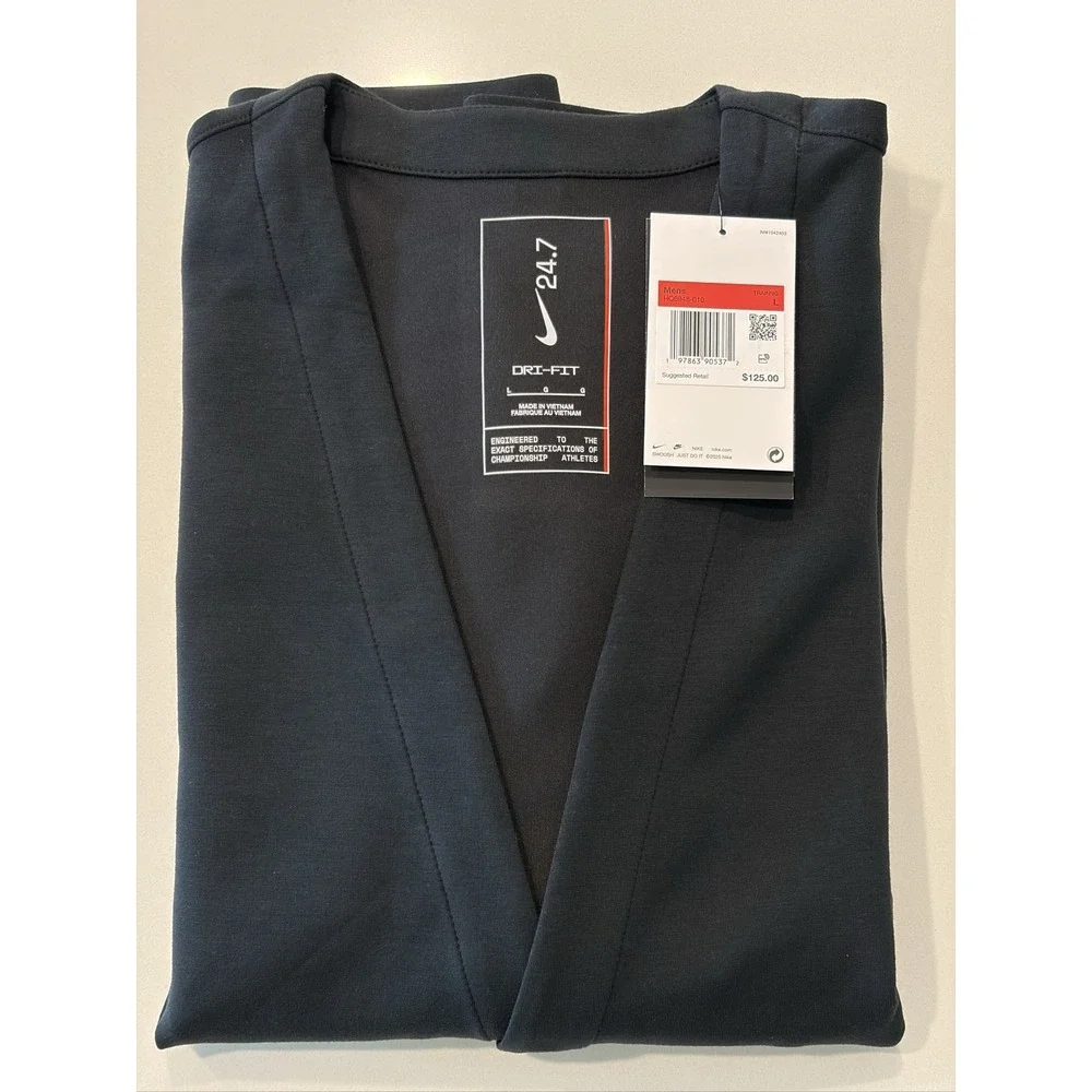 Nike 24.7 Mens Black Cardigan Large Dri-FIT Snap-Button HQ6948-010
